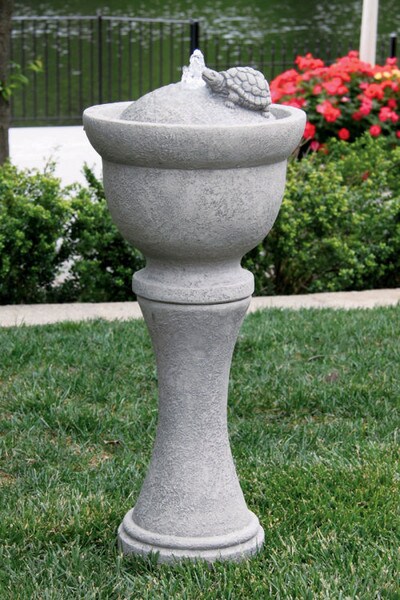Turtle Cement Tall Fountain Lighted Tortise Garden Statuary Unique